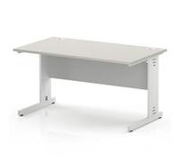 Impulse 1400 x 800 Office Desk Dove Grey Top White Cable Managed Leg