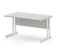 Impulse 1400 x 800 Office Desk Dove Grey Top White Cantilever Leg