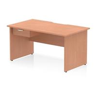 Impulse 1400 x 800mm Scalloped Desk Beech Panel End + 1D Ped