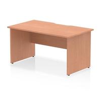 Impulse 1400 x 800mm Scalloped Edge Straight Office Desk Beech Top Panel End Leg