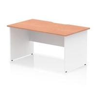Impulse 1400 x 800mm Scalloped Edge Straight Office Desk Beech Top White Panel E