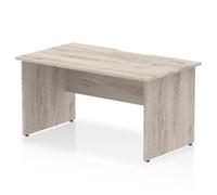 Impulse 1400 x 800mm Scalloped Edge Straight Office Desk Grey Oak Top Panel End Leg