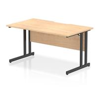 Impulse 1400 x 800mm Scalloped Edge Straight Office Desk Maple Top Black Cantile