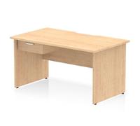 Impulse 1400 x 800mm Scalloped Edge Straight Office Desk Maple Top Panel End Leg