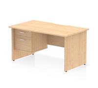Impulse 1400 x 800mm Scalloped Desk Maple Top Panel End + 2D Ped