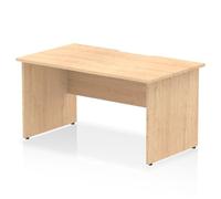 Impulse 1400 x 800mm Scalloped Edge Straight Office Desk Maple Top Panel End Leg