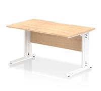 Impulse 1400 x 800mm Scalloped Edge Straight Office Desk Maple Top White Cable M