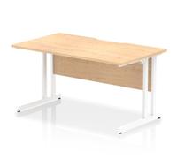 Impulse 1400 x 800mm Scalloped Edge Straight Office Desk Maple Top White Cantile