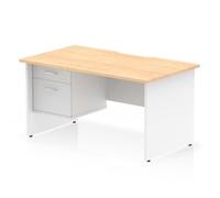 Impulse 1400 x 800mm Scalloped Desk Maple Top White Panel End + 2D Ped