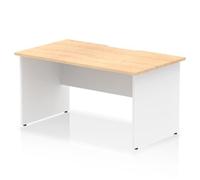 Impulse 1400 x 800mm Scalloped Edge Straight Office Desk Maple Top White Panel E