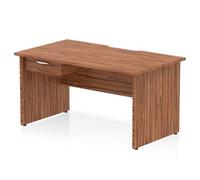 Impulse 1400 x 800mm Scalloped Edge Straight Office Desk Walnut Top Panel End Le