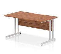 Impulse 1400 x 800mm Scalloped Desk Walnut Top Silver Cantilever Leg