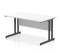 Impulse 1400 x 800mm Scalloped Desk White Top Black Cantilever Leg