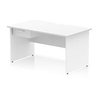 Impulse 1400 x 800mm Scalloped Desk White Top Panel End + 1D Ped