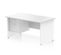Impulse 1400 x 800mm Scalloped Desk White Top Panel End + 2D Ped