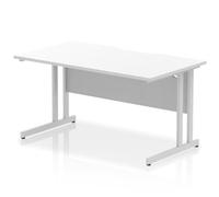 Impulse 1400 x 800mm Scalloped Desk White Top Silver Cantilever Leg