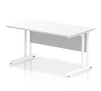 Impulse 1400 x 800mm Scalloped Edge Straight Office Desk White Top White Cantile