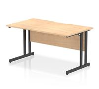 Impulse 1400 x 800mm Scalloped Edge Straight Office Desk Maple Top Black Cantilever Leg