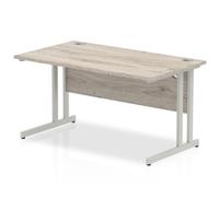 Dynamic Impulse 1400/800 Rectangle Silver Cantilever Leg Desk Grey Oak