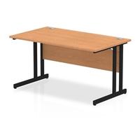 Impulse 1400 x 800mm Straight Desk Oak Top Black Cantilever Leg