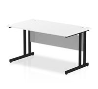Impulse 1400 x 800mm Straight Desk White Top Black Cantilever Leg