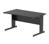Impulse 1400 x 800mm Straight Office Desk Black Top Black Cable Managed Leg