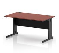 Impulse 1400 x 800mm Straight Office Desk Brick Red Top Black Cable Managed Leg