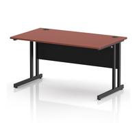 Impulse 1400 x 800mm Straight Office Desk Brick Red Top Black Cantilever Leg