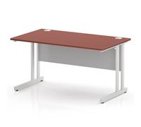 Impulse 1400 x 800mm Straight Office Desk Brick Red Top White Cantilever Leg