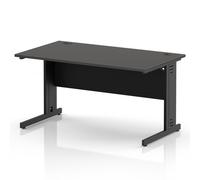 Impulse 1400 x 800mm Straight Office Desk Carbon Grey Top Black Cable Managed Leg