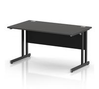 Impulse 1400 x 800mm Straight Office Desk Carbon Grey Top Black Cantilever Leg