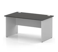 Impulse 1400 x 800mm Straight Office Desk Carbon Grey Top White Panel End Leg