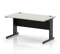 Impulse 1400 x 800mm Straight Office Desk Dove Grey Top Black Cable Managed Leg