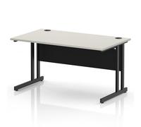 Impulse 1400 x 800mm Straight Office Desk Dove Grey Top Black Cantilever Leg