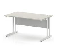 Impulse 1400 x 800mm Straight Office Desk Dove Grey Top White Cantilever Leg