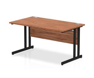 Impulse 1400 x 800mm Straight Office Desk Walnut Top Black Cantilever Leg