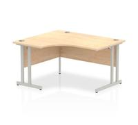 Impulse 1400mm Left Crescent Desk Maple Top Silver Cantilever Leg