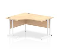 Impulse 1400mm Left Crescent Desk Maple Top White Cantilever Leg