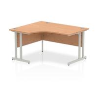 Impulse 1400mm Left Crescent Desk Oak Top Silver Cantilever Leg I003821
