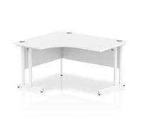Impulse 1400mm Left Crescent Desk White Top White Cantilever Leg