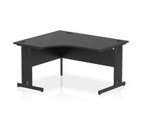 Impulse 1400mm Left Crescent Office Desk Black Top Black Cable Managed Leg
