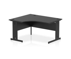 Impulse 1400mm Left Crescent Office Desk Black Top Black Cable Managed Leg