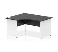 Impulse 1400mm Left Crescent Office Desk Black Top White Panel End Leg