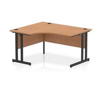 Impulse 1400mm Left Crescent Office Desk Oak Top Black Cantilever Leg