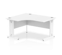 Impulse 1400mm Left Crescent Office Desk White Top White Cable Managed Leg
