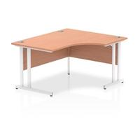 Impulse 1400mm Right Crescent Desk Beech Top White Cantilever Leg