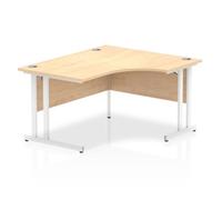 Impulse 1400mm Right Crescent Desk Maple Top White Cantilever Leg