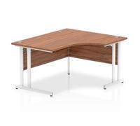 Impulse 1400mm Right Crescent Desk Walnut Top White Cantilever Leg