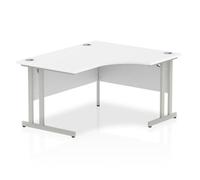 Impulse 1400mm Right Crescent Desk White Top Silver Cantilever Leg I003828