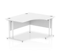 Impulse 1400mm Right Crescent Desk White Top White Cantilever Leg I003840